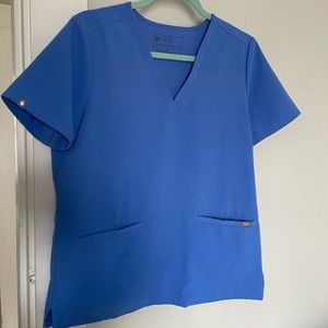 Figs Casma Three Pocket Scrub Top size M Ceil Blue